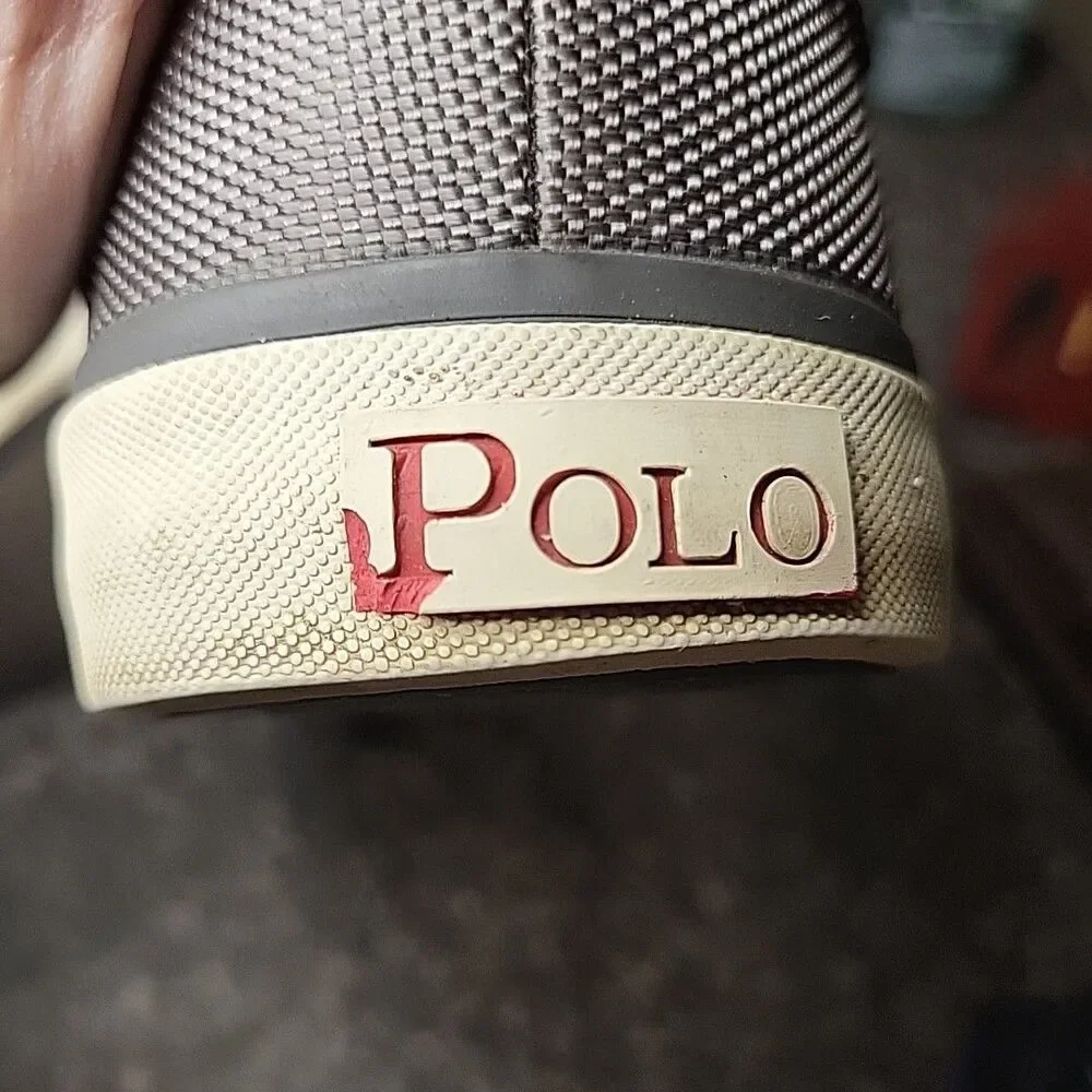 Polo Ralph Lauren Humberto Men's Shiny Gray Mesh‎ Sneakers Size 10D
